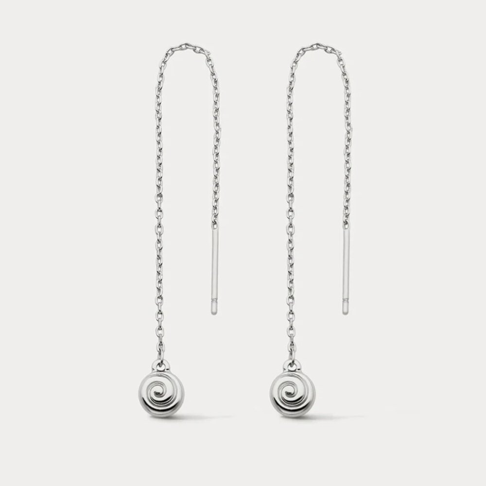 NWT Luv AJ Seashell Silver Threader Earrings